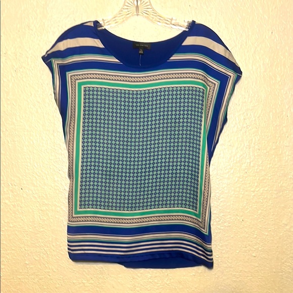 The Limited Blue and White Boxy Blouse with Cap Sleeves size XS - Picture 1 of 8
